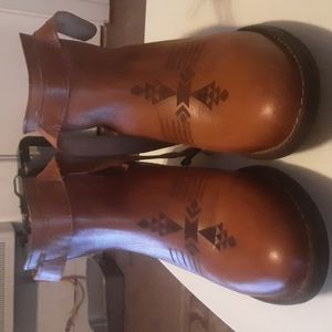 Slicca Ornate Western Strappy Leather Booties Sz 7.5